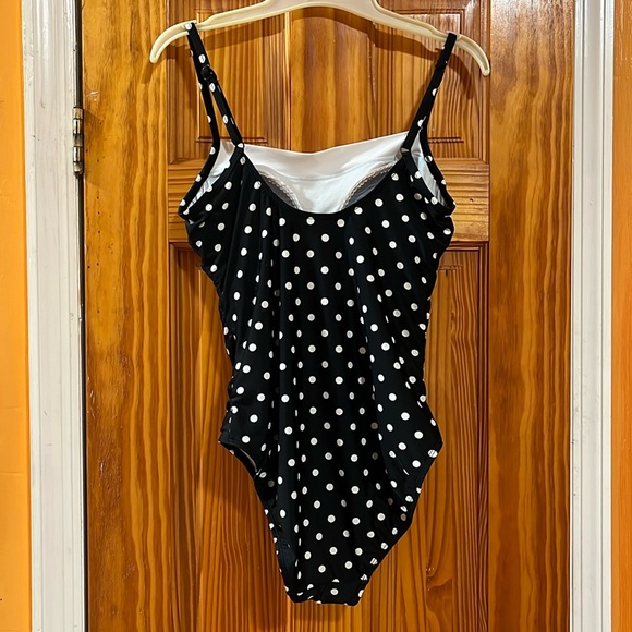 Lauren Ralph Lauren Black and White Polka Dot One Piece Swimsuit Size 10 - Picture 9 of 16